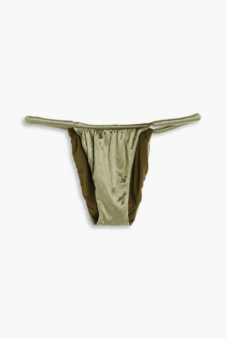 Isa Boulder Gathered-detail Bikini Bottoms In Sage Green