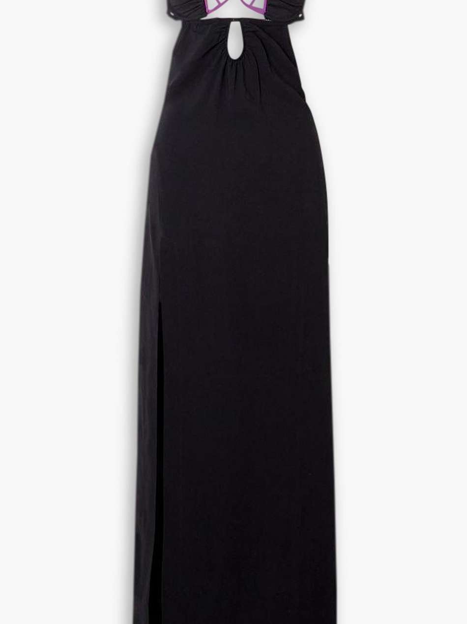 embellished tulle-trimmed cutout ponte gown