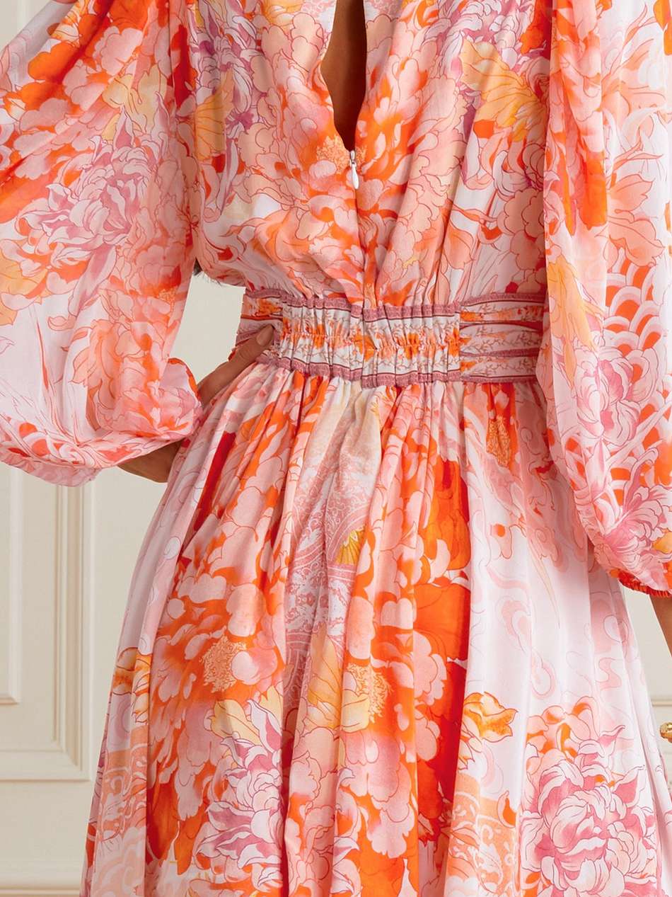embellished printed silk crepe de chine mini dress