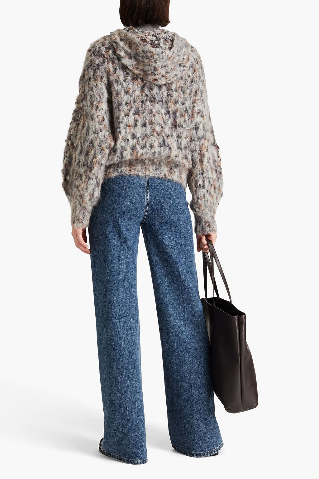 BRUNELLO CUCINELLI Bead-embellished marled open-knit cardigan