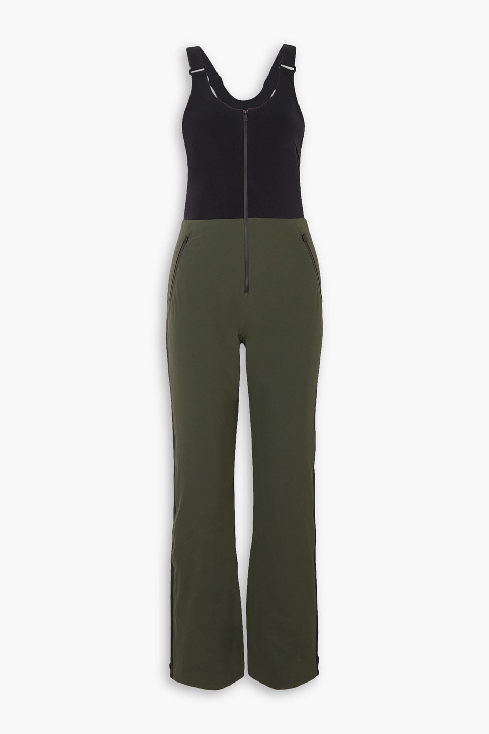 Aztech Mountain Top To Bottom Two-tone Ski Salopettes In Army Green