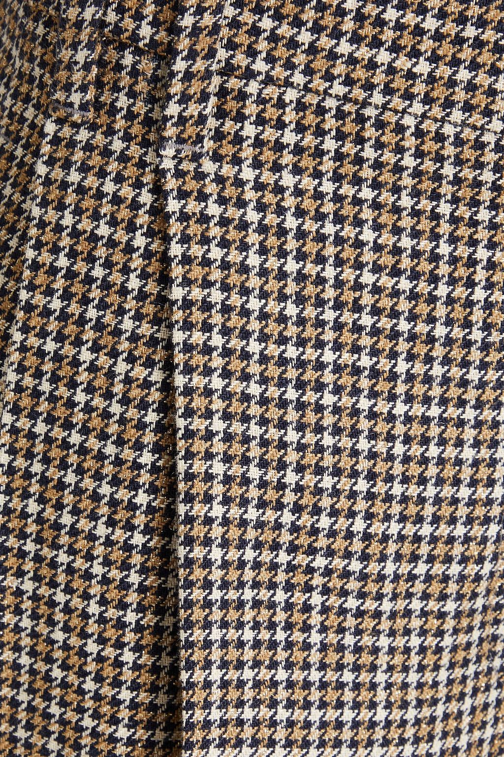 BRUNELLO CUCINELLI Cropped metallic houndstooth linen-blend tapered pants