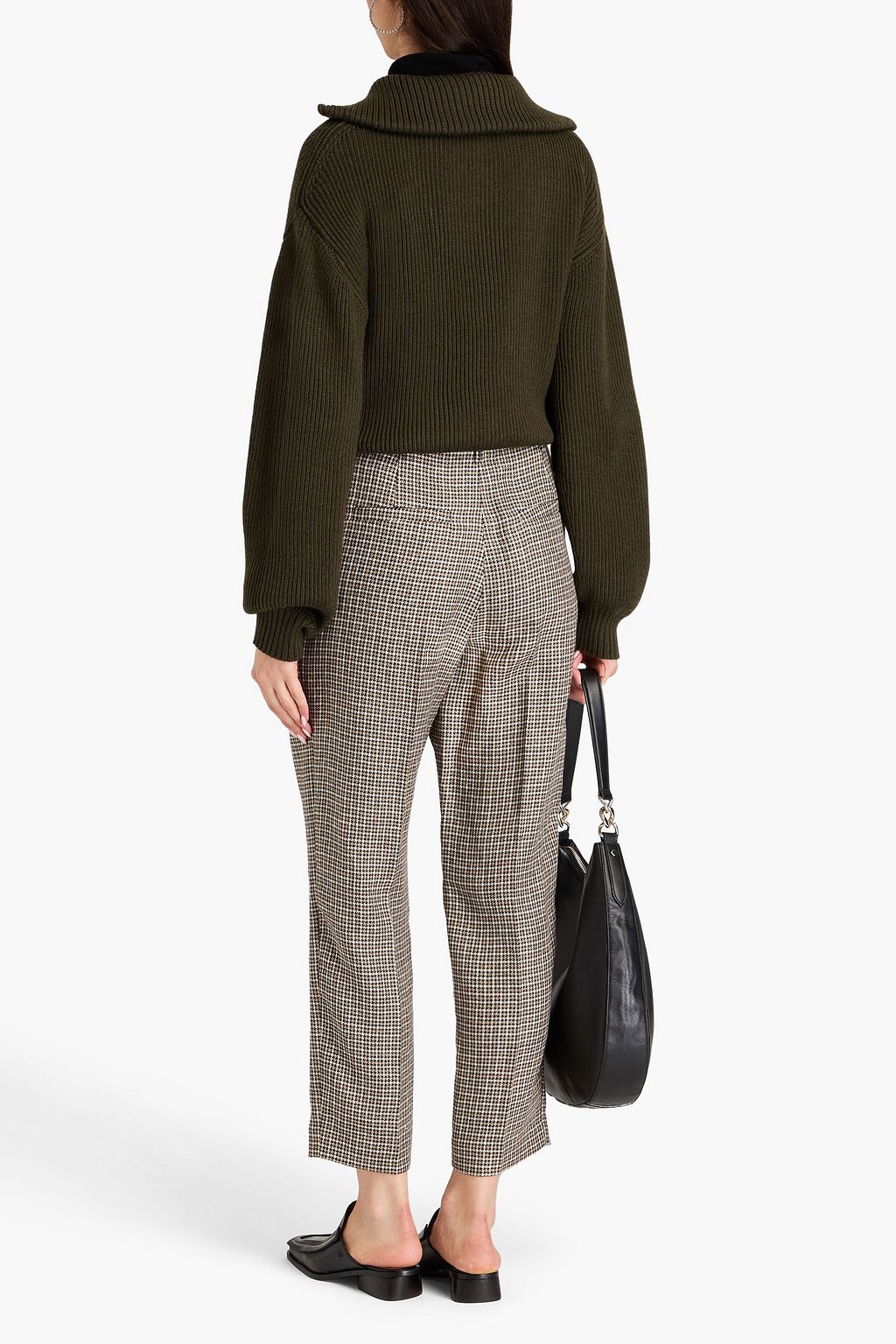 BRUNELLO CUCINELLI Cropped metallic houndstooth linen-blend tapered pants