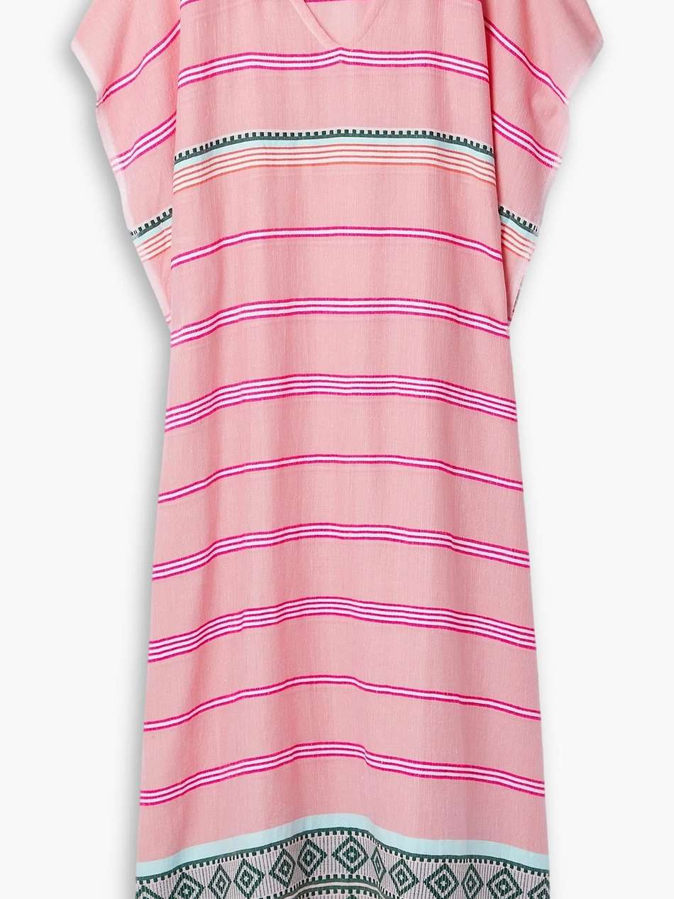 rosa fringed striped cotton-blend midi dress