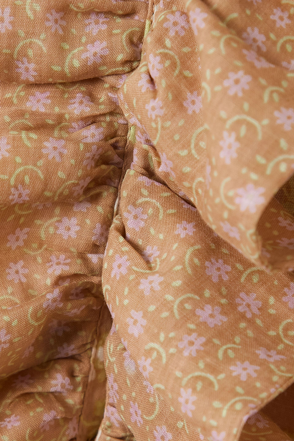YVONNE S RUFFLED FLORAL-PRINT LINEN SHIRT