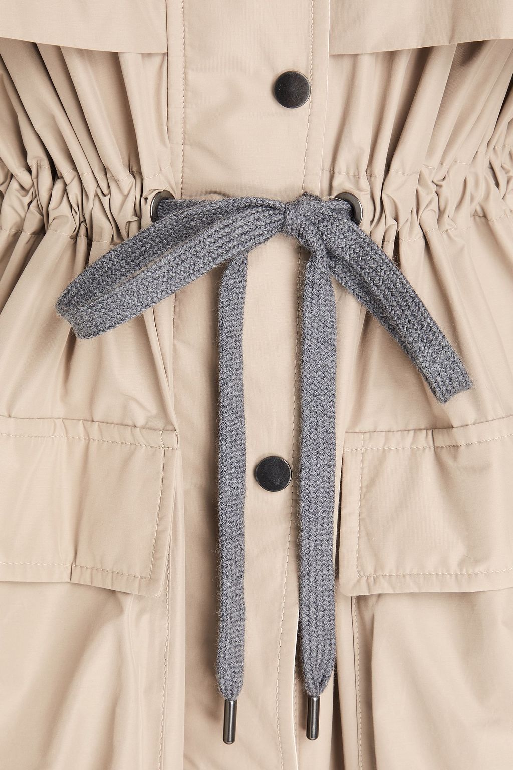 BRUNELLO CUCINELLI 비즈 장식 디테일 쉘 후드 레인코트