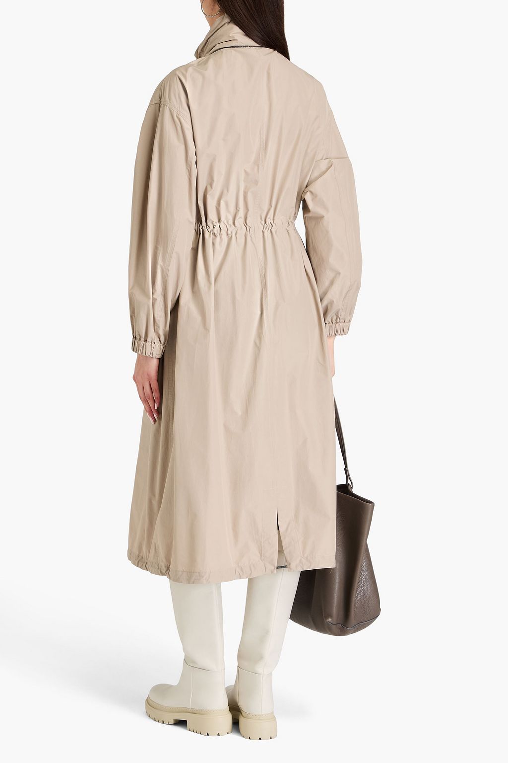 BRUNELLO CUCINELLI 비즈 장식 디테일 쉘 후드 레인코트