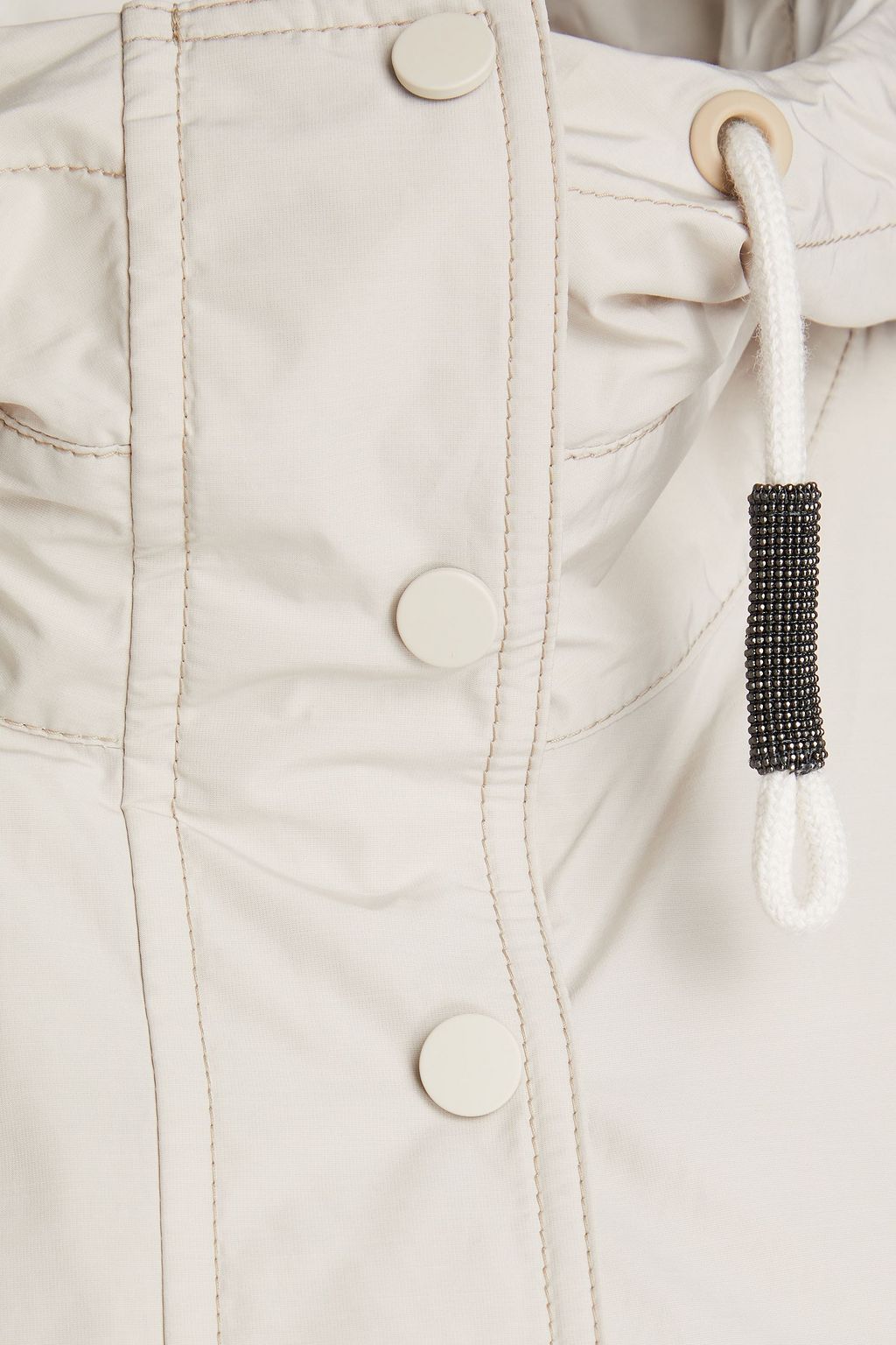 BRUNELLO CUCINELLI 비즈 장식 디테일 쉘 후드 레인코트