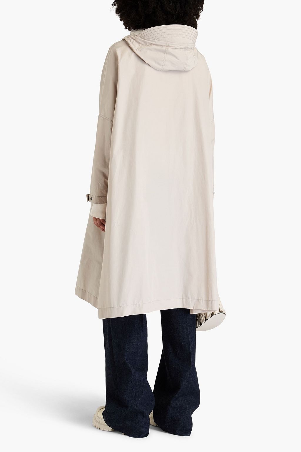 BRUNELLO CUCINELLI 비즈 장식 디테일 쉘 후드 레인코트