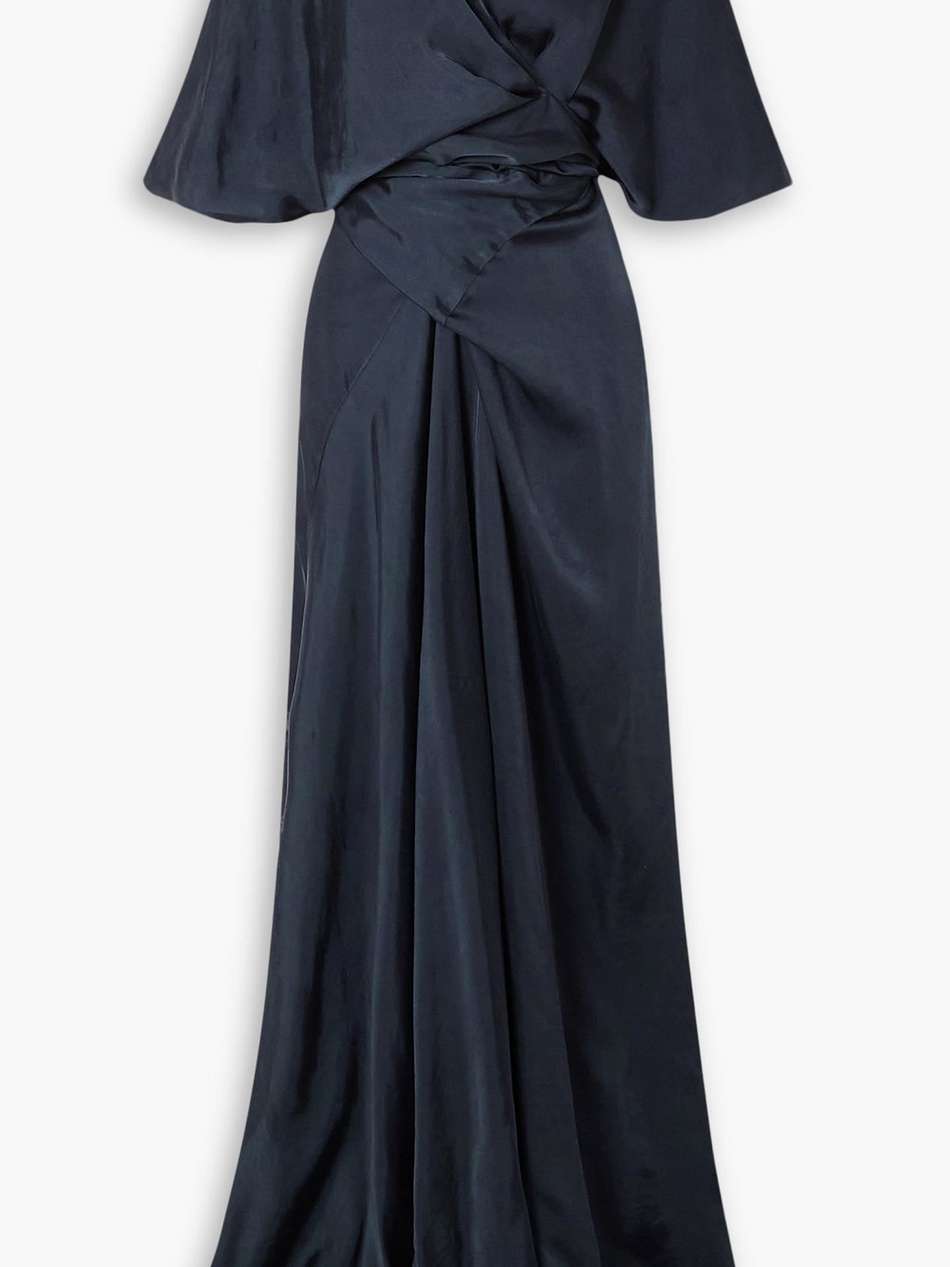 martina open-back cupro-satin maxi wrap dress