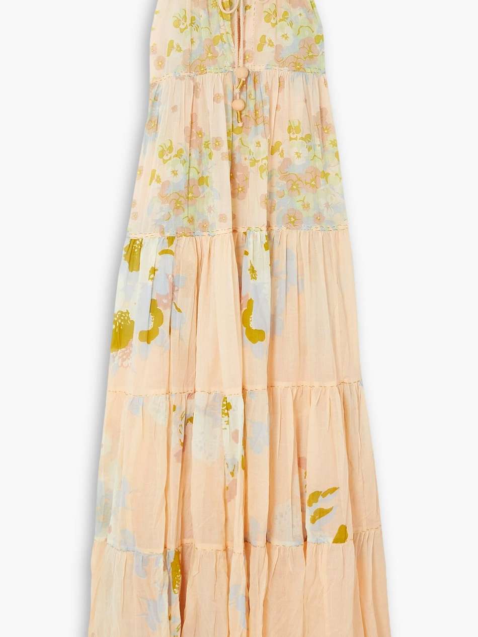 hippy tiered floral-print cotton-voile maxi dress