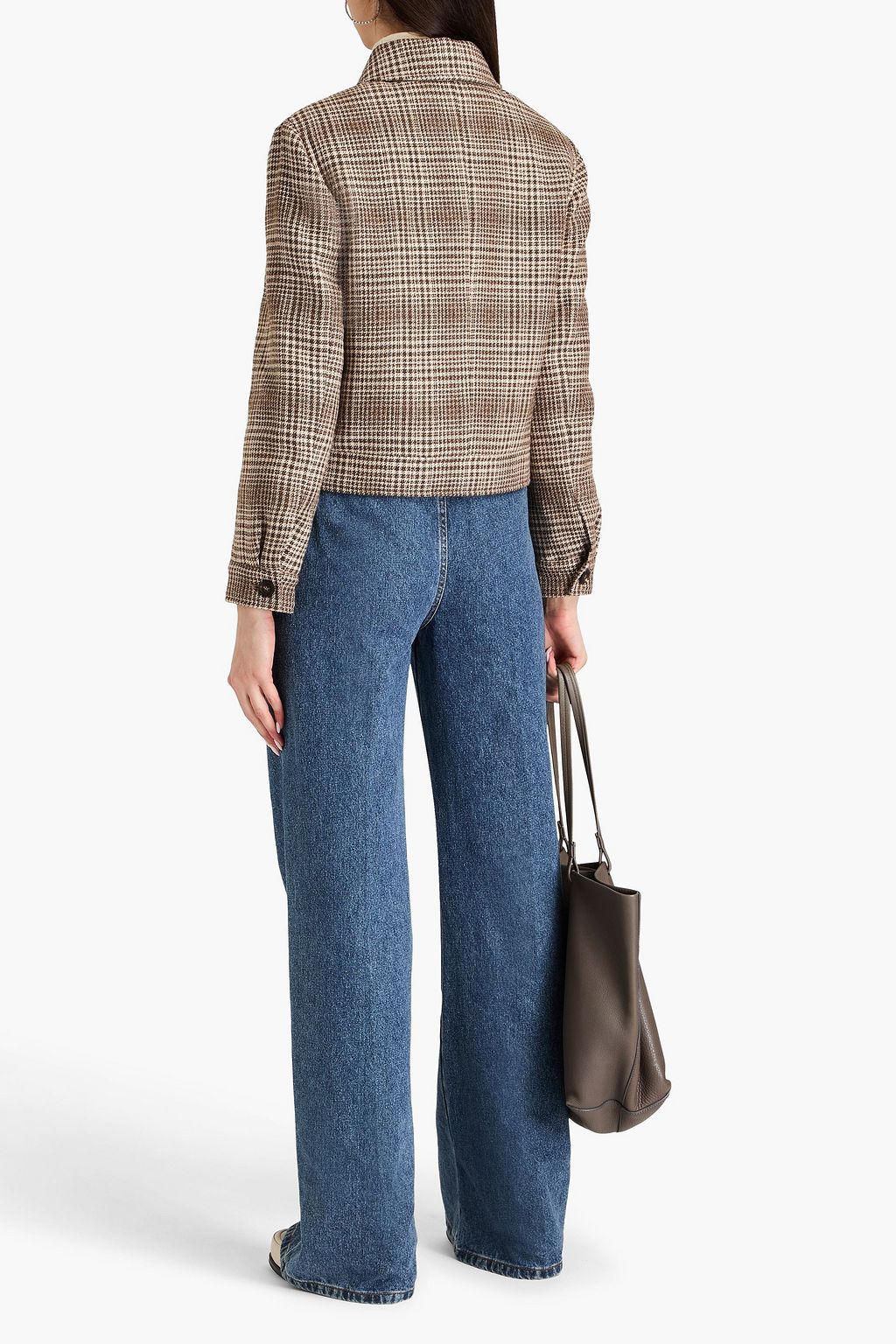 BRUNELLO CUCINELLI 메탈릭 하운즈투스 체크 울 혼방 재킷