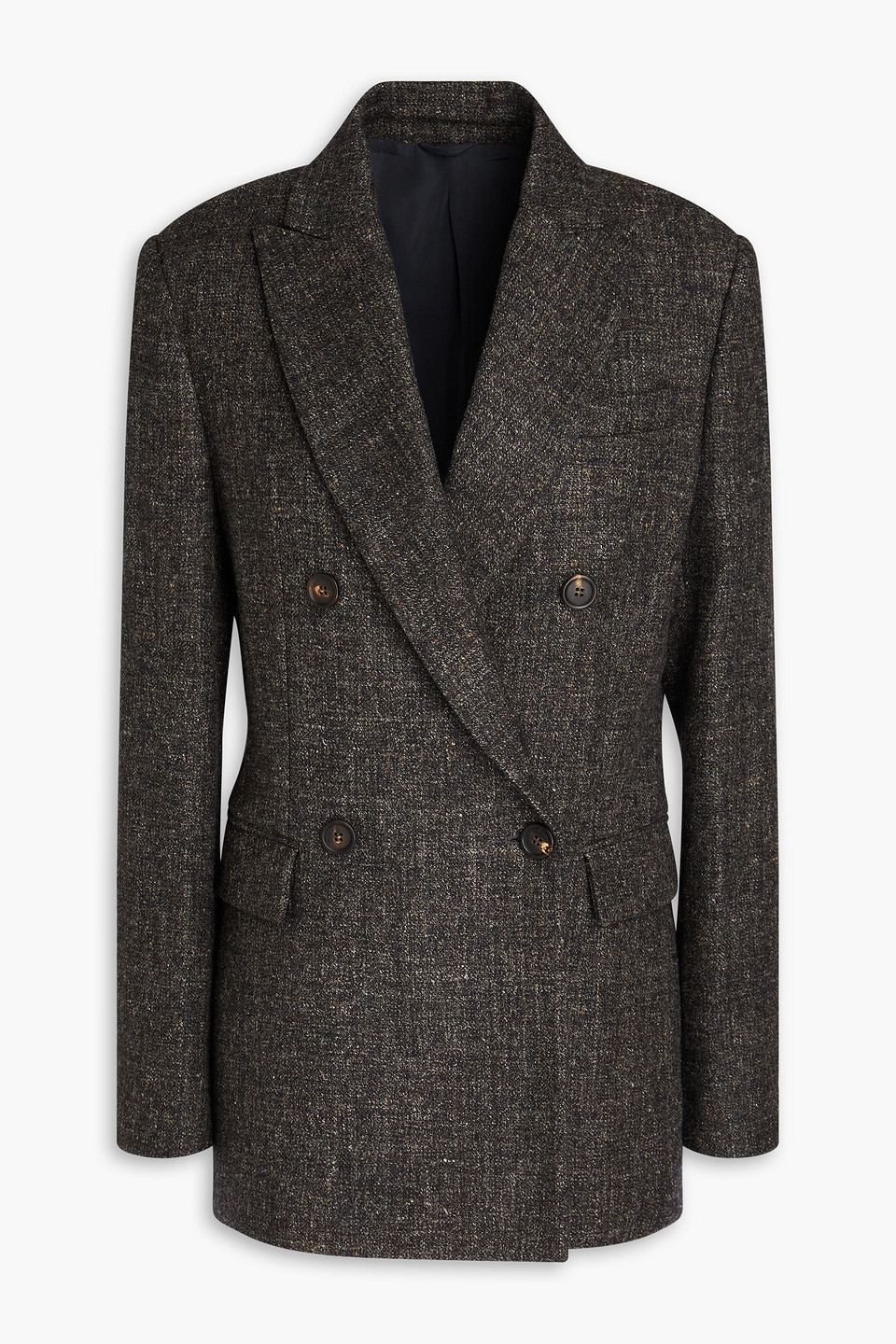 Brunello Cucinelli Double-breasted Virgin Wool-blend Blazer In Dark Gray