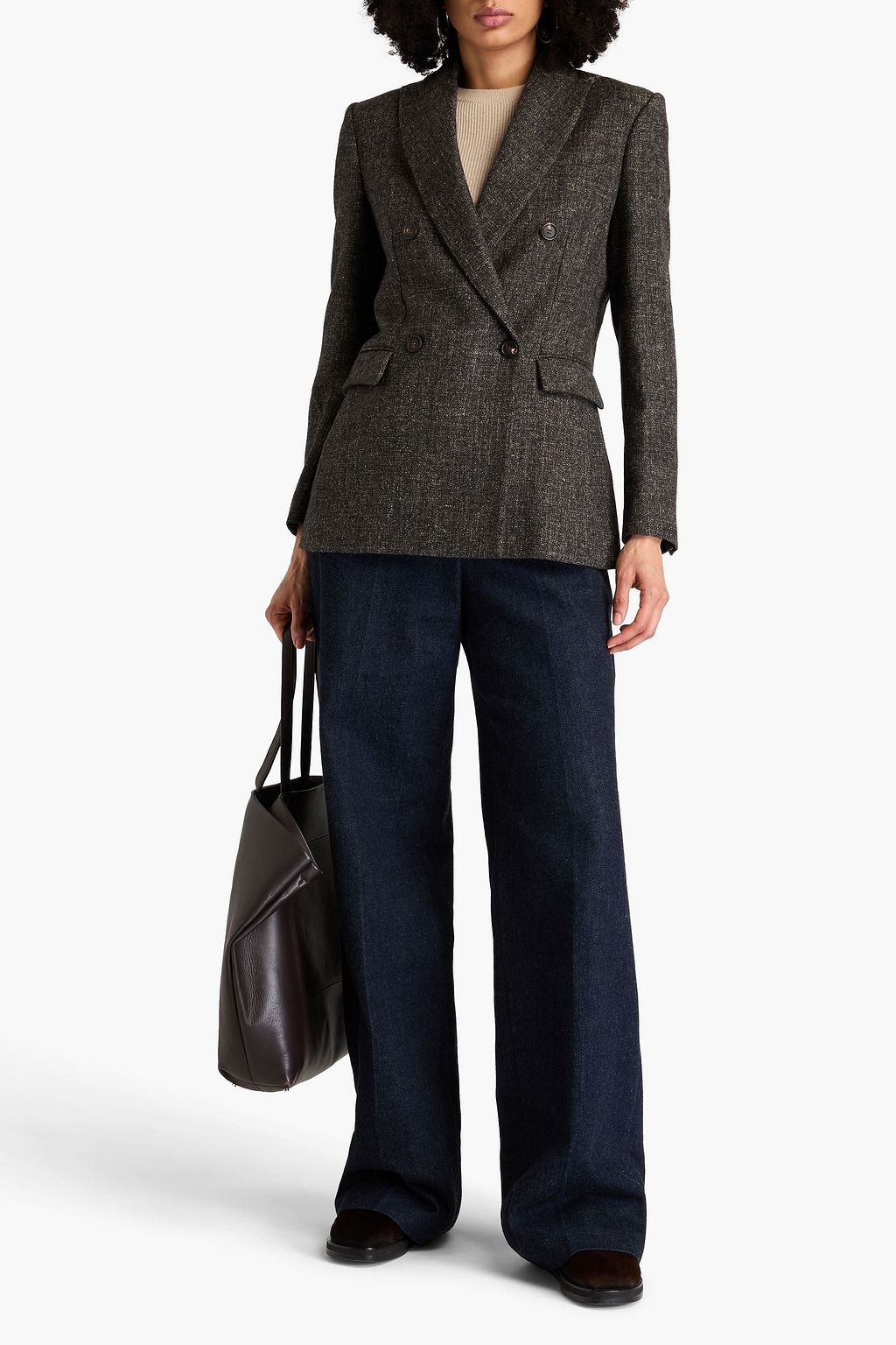 BRUNELLO CUCINELLI Double-breasted tweed blazer