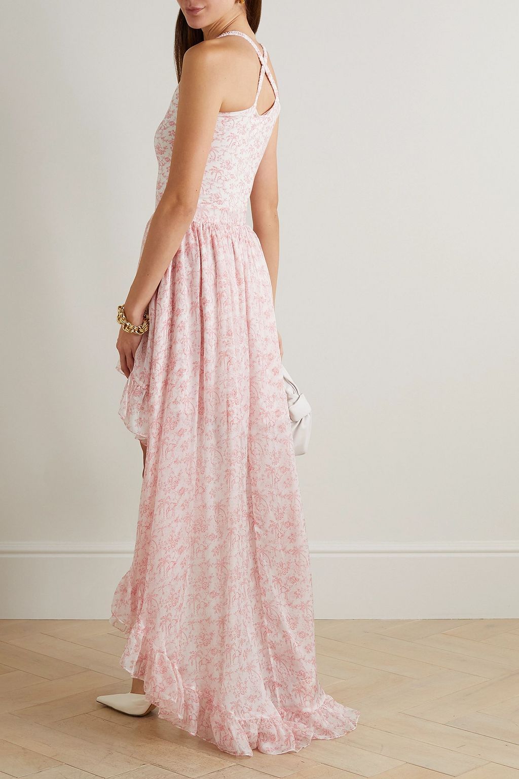 CAROLINE CONSTAS Clarisse ruffled floral-print silk-georgette gown