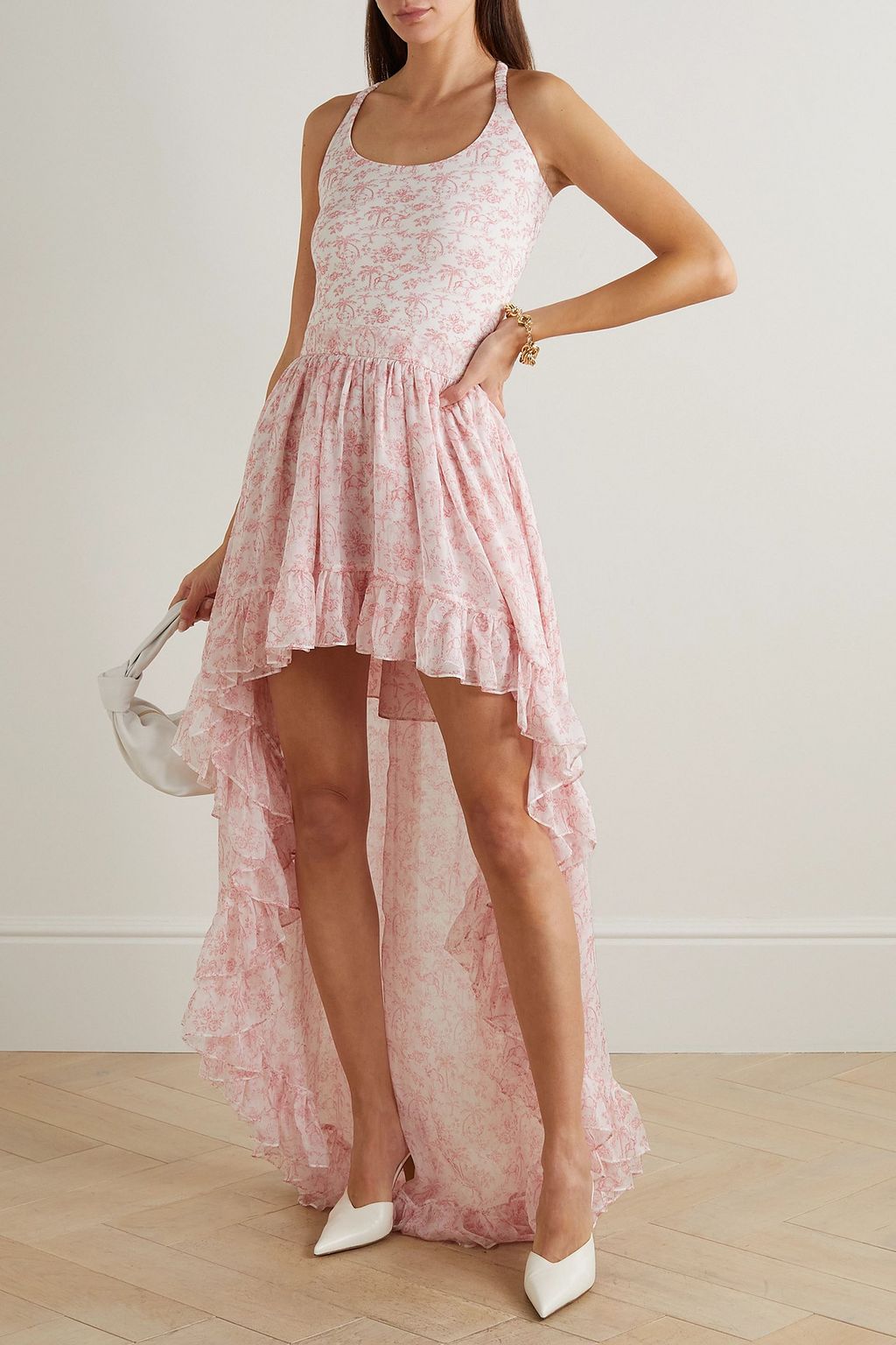 CAROLINE CONSTAS Clarisse ruffled floral-print silk-georgette gown