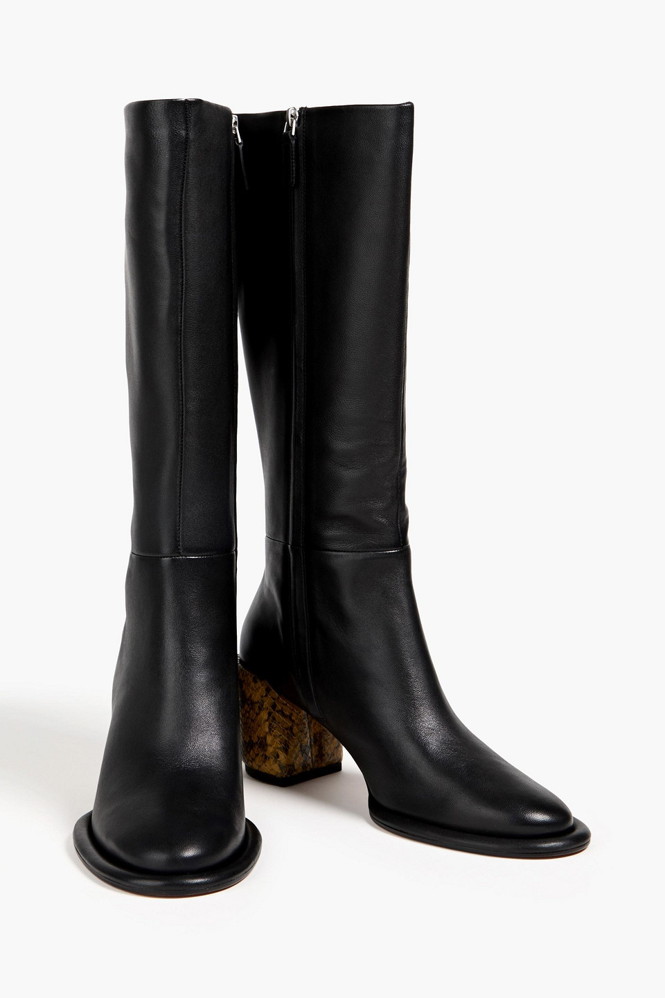 3.1 Phillip Lim Naomi Mixed Leather Knee Boots In Black