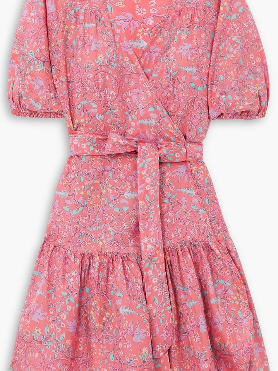 elliana floral-print silk-habotai mini wrap dress