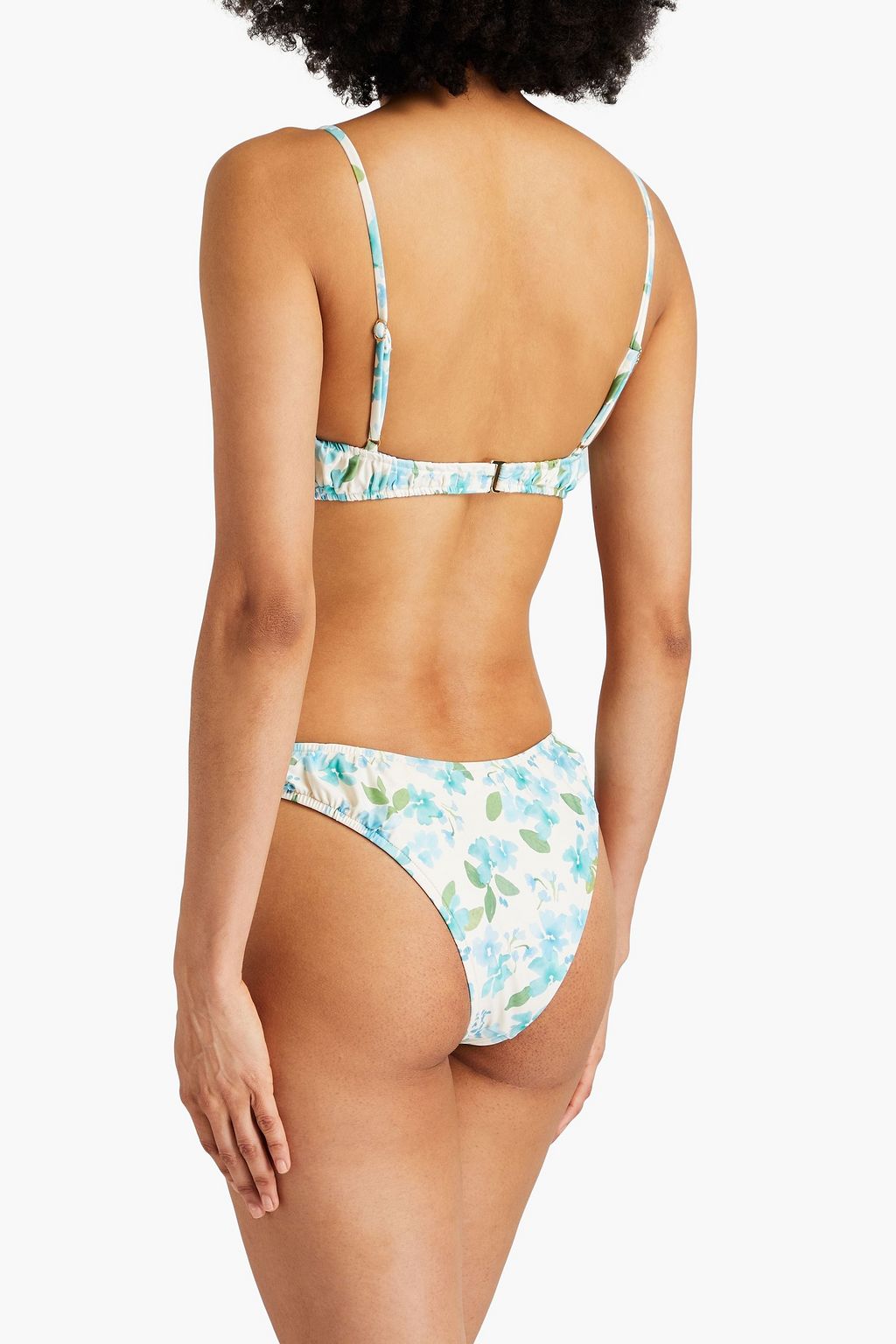 PEONY SWIMWEAR قطعة بيكيني علوية من قماش ECONYL المطّاطي بطبعة الأزهار مع تأثير مزموم