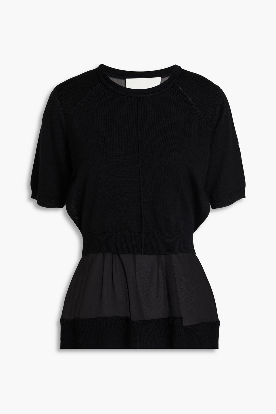 3.1 Phillip Lim Chiffon And Wool-blend Top In Black
