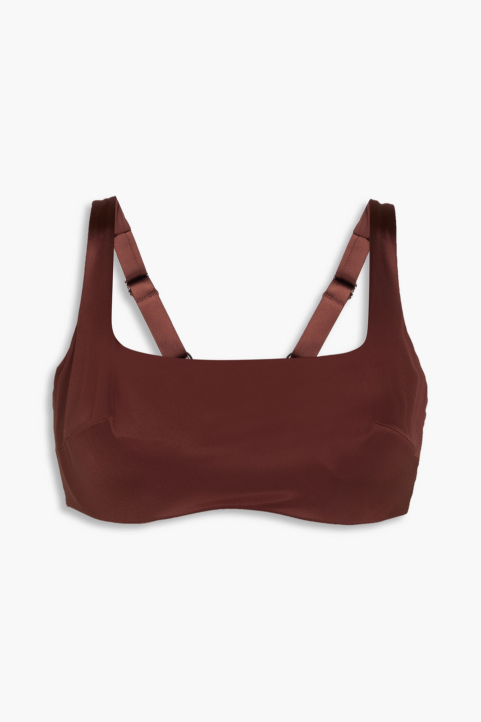 Form And Fold D-g The Crop Stretch-satin Bikini Top In Chocolate