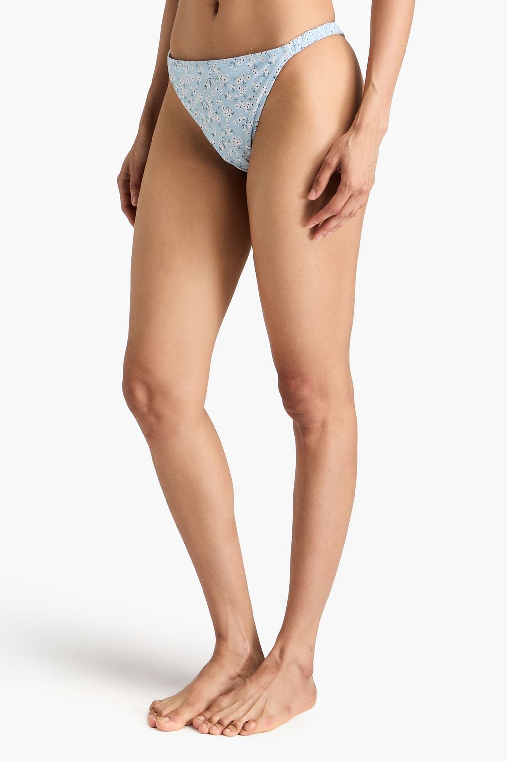 PEONY SWIMWEAR قطعة بيكيني سفلية من قماش إيكونيل المطاط بخصر منخفض الارتفاع ومزينة بطبعة الأزهار