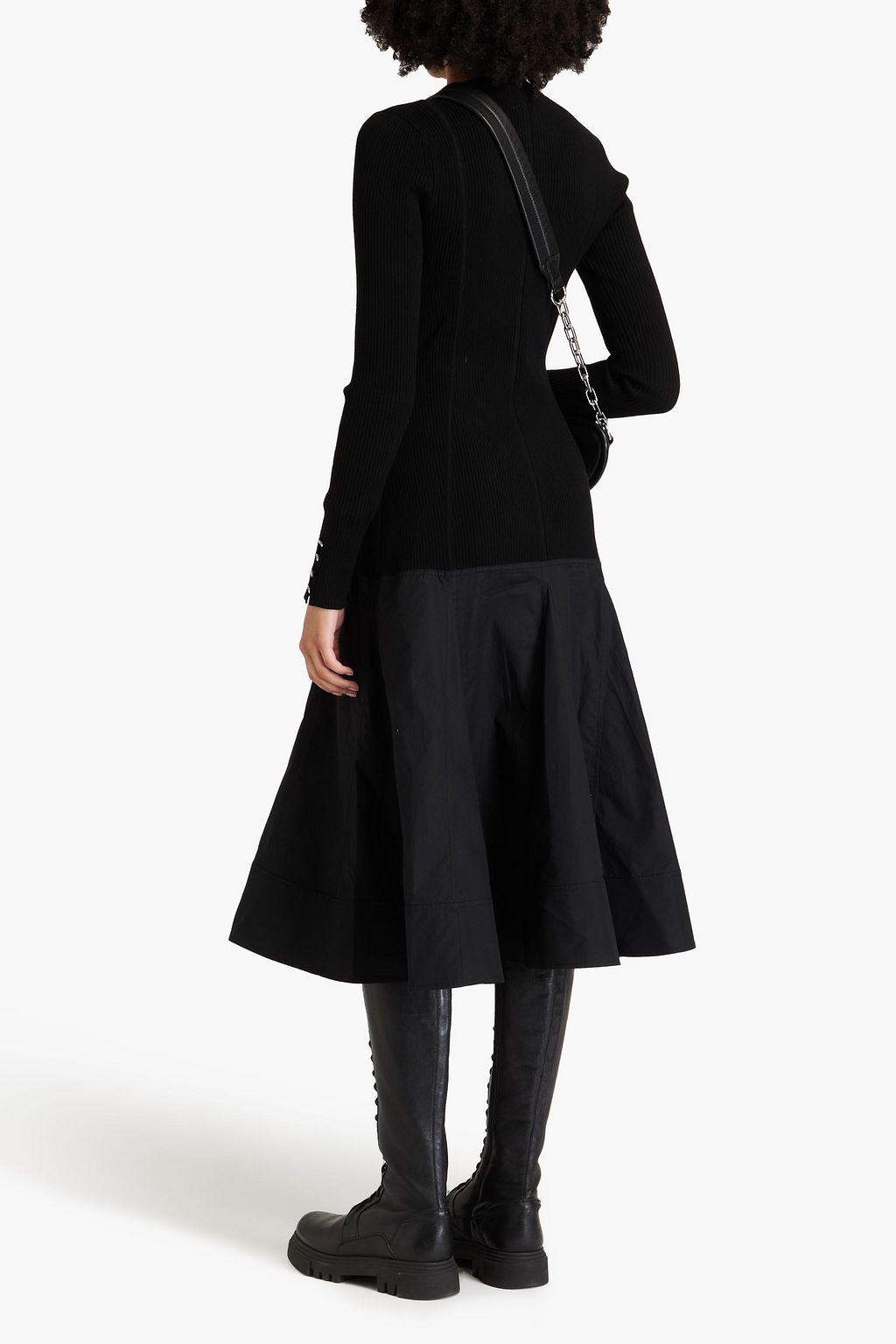 3.1 PHILLIP LIM Midikleid aus Rippstrick mit Popeline-Einsätzen