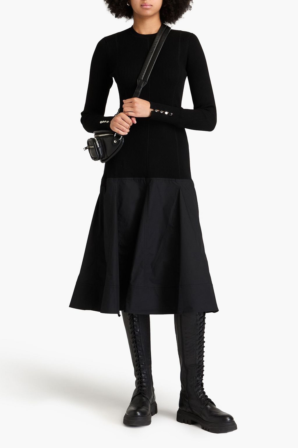 3.1 PHILLIP LIM Midikleid aus Rippstrick mit Popeline-Einsätzen
