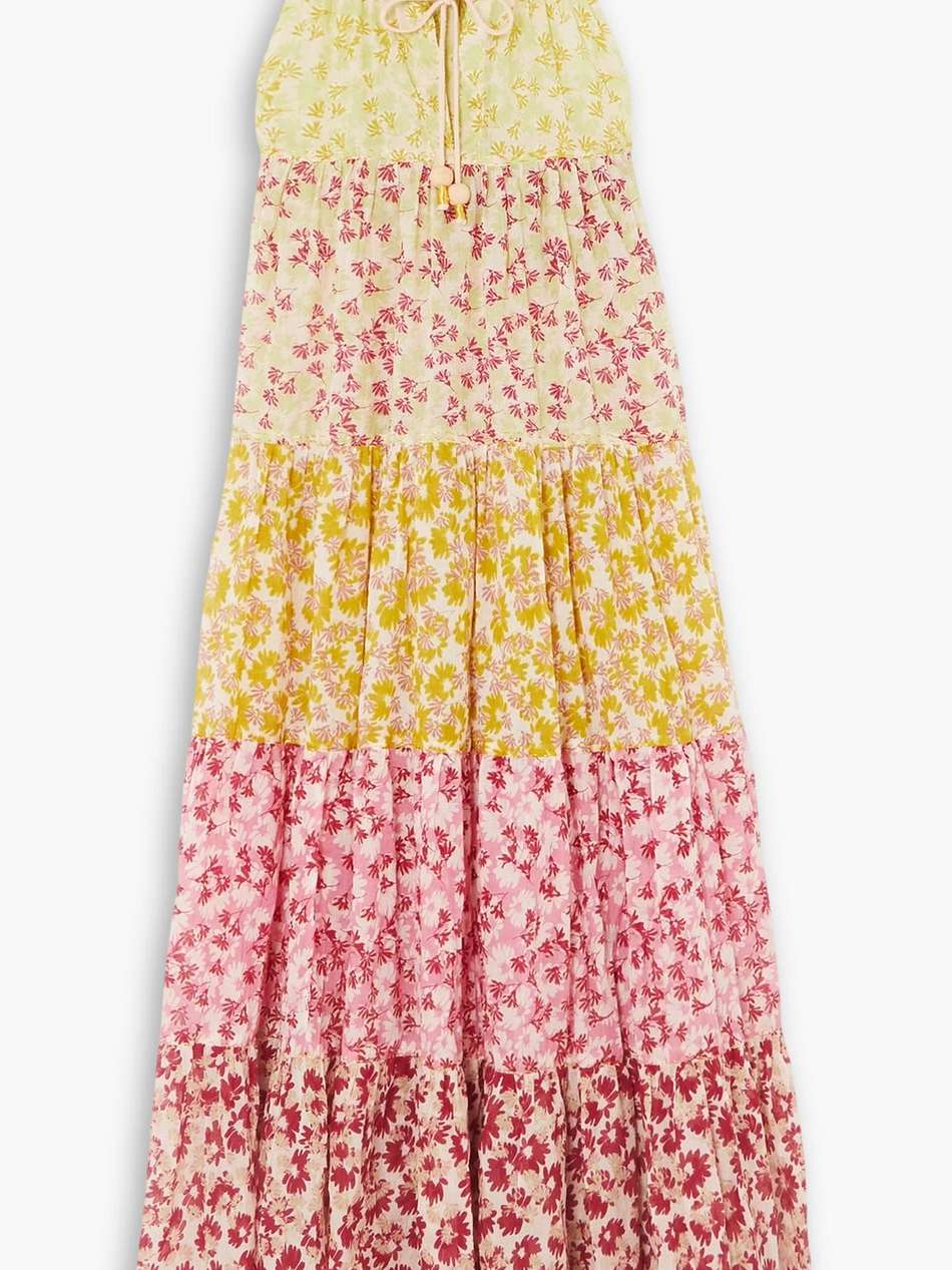 hippy tiered floral-print cotton-voile maxi dress