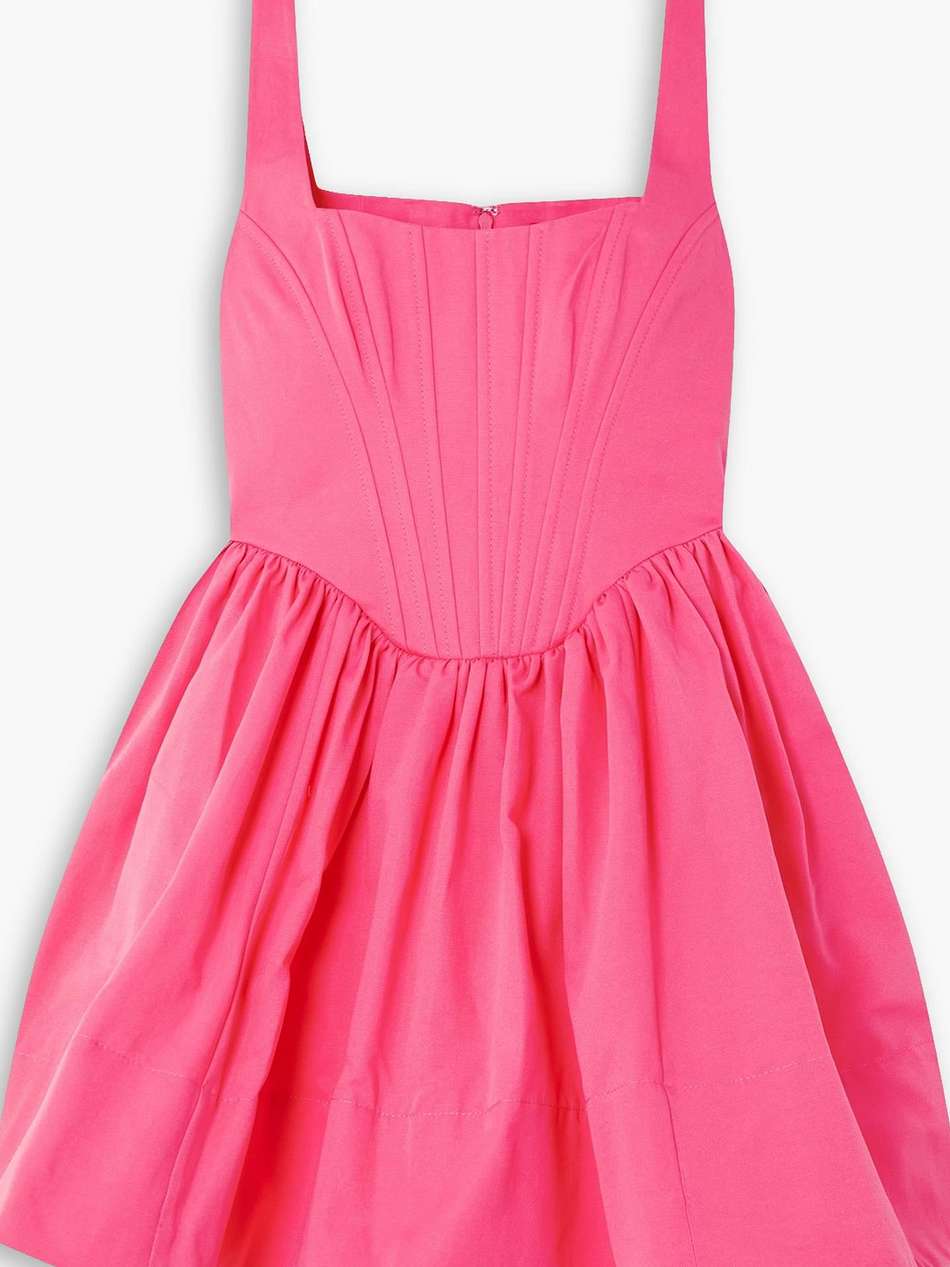 landscape gathered cotton-blend faille mini dress