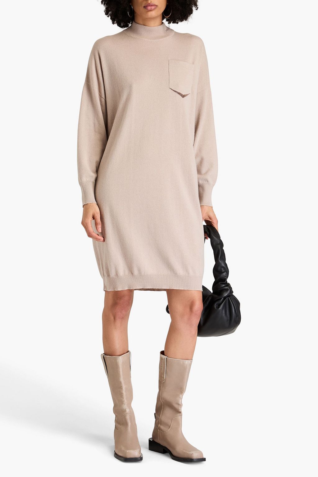 BRUNELLO CUCINELLI 비즈 장식 캐시미어 드레스
