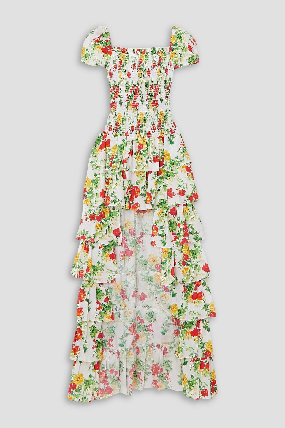 Caroline Constas Women Margo Cut-out Dress Gown Yellow Red Blanc Floral In White