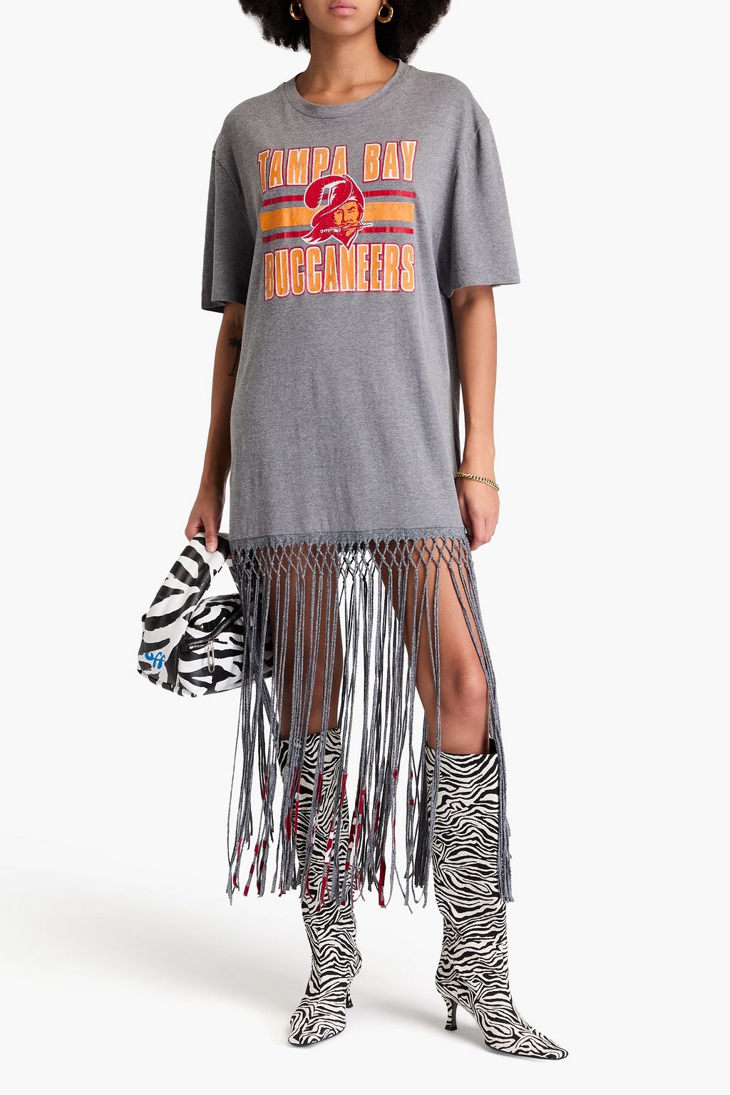 CONNER IVES Macramé-trimmed printed cotton-jersey midi dress