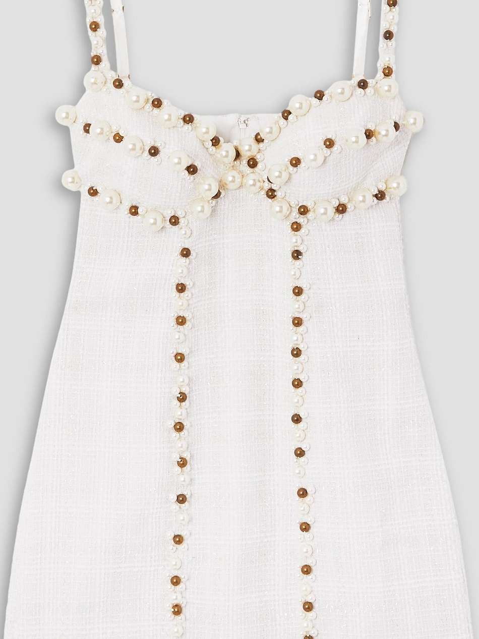 beaded metallic tweed mini dress