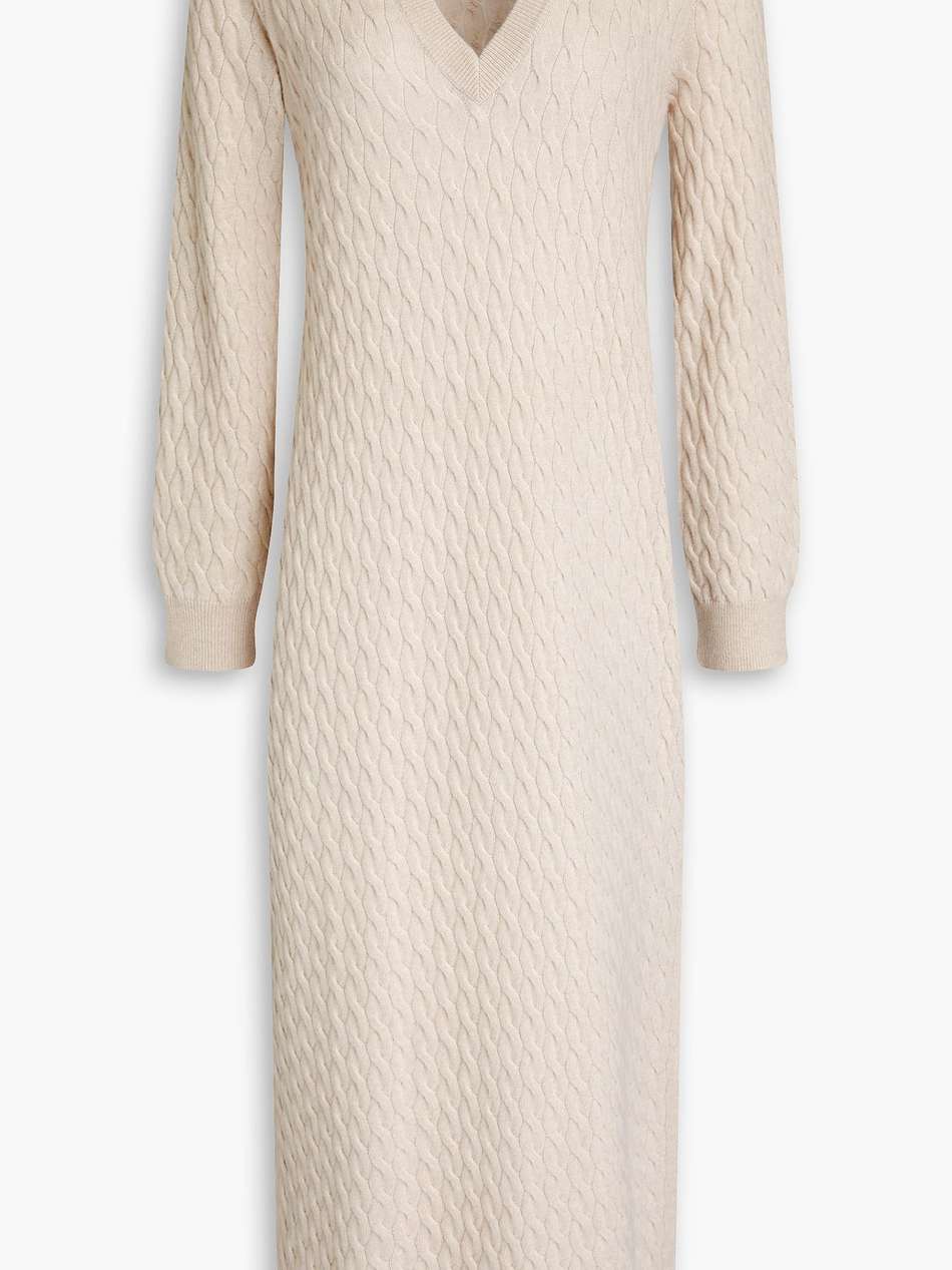 bead-embellished cable-knit wool, cashmere and silk-blend midi dress