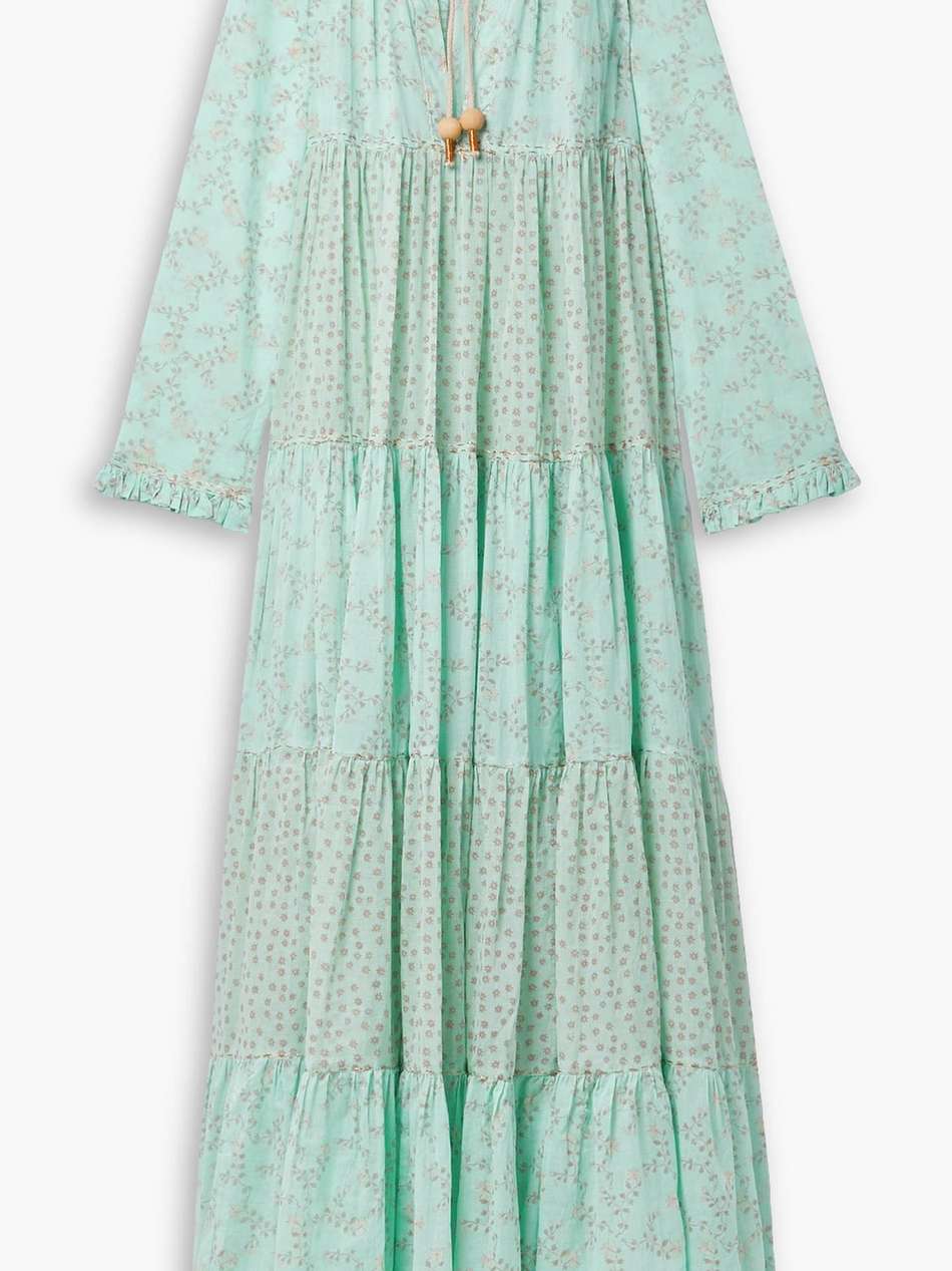 hippy tiered floral-print cotton-voile maxi dress
