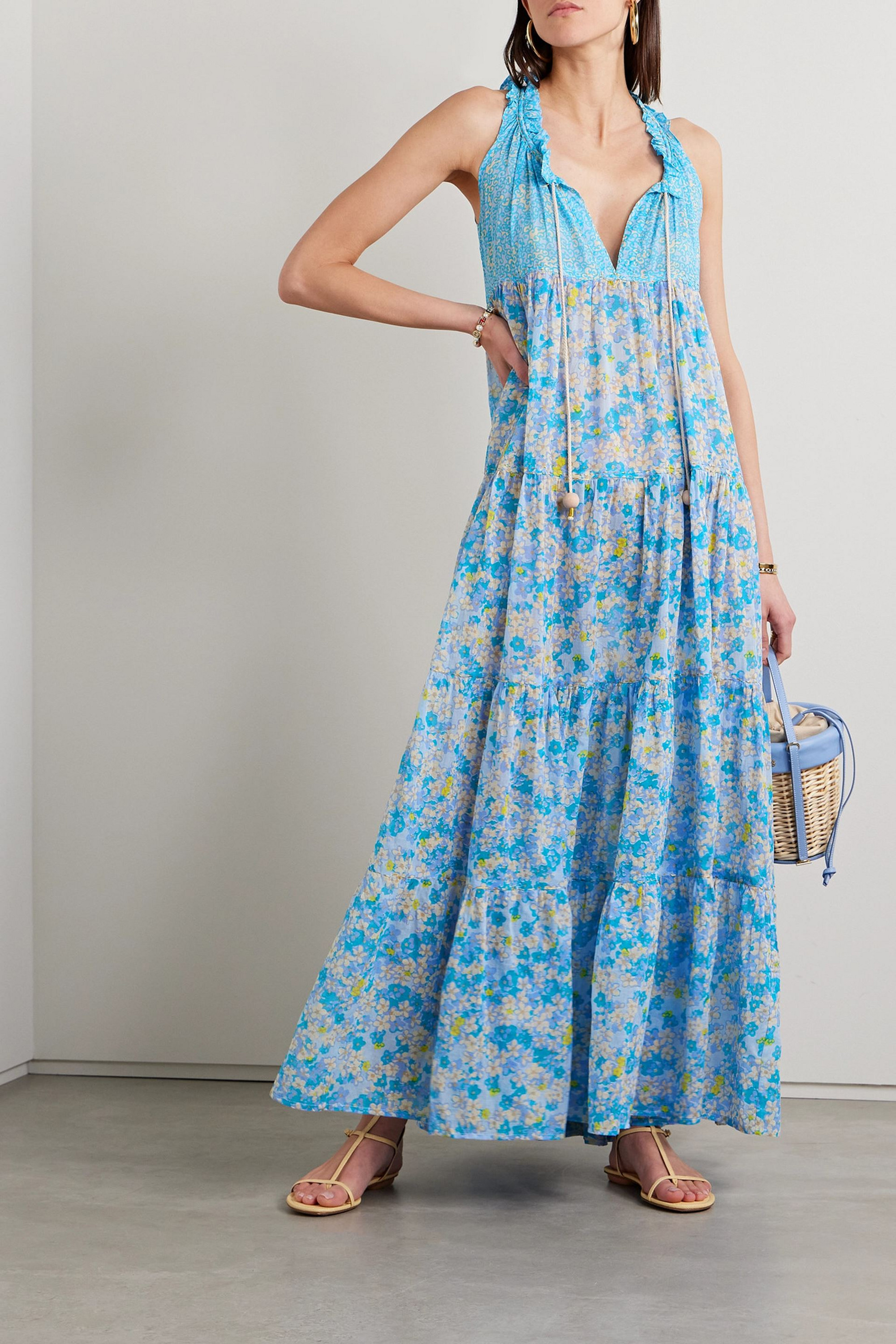 Yvonne S Hippy tiered printed cotton-voile maxi dress
