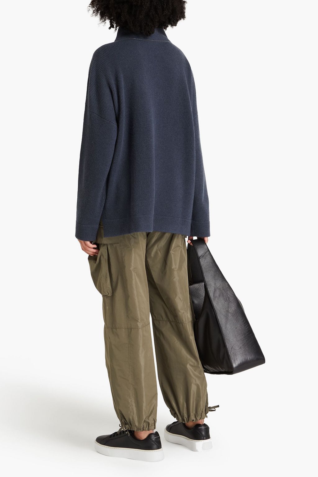 BRUNELLO CUCINELLI Bead-embellished ribbed cashmere turtleneck sweater