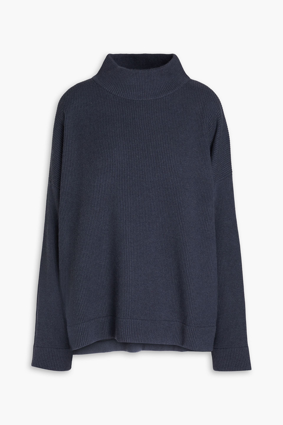 Bead-embellished ribbed cashmere turtleneck sweater