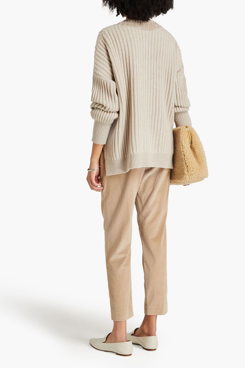 BRUNELLO CUCINELLI Sequin-embellished ribbed cashmere sweater