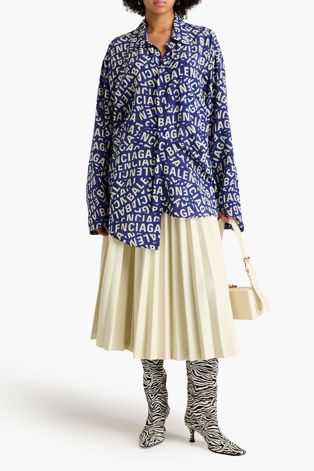 BALENCIAGA Hemd aus Crêpe de Chine aus Seide mit Logoprint