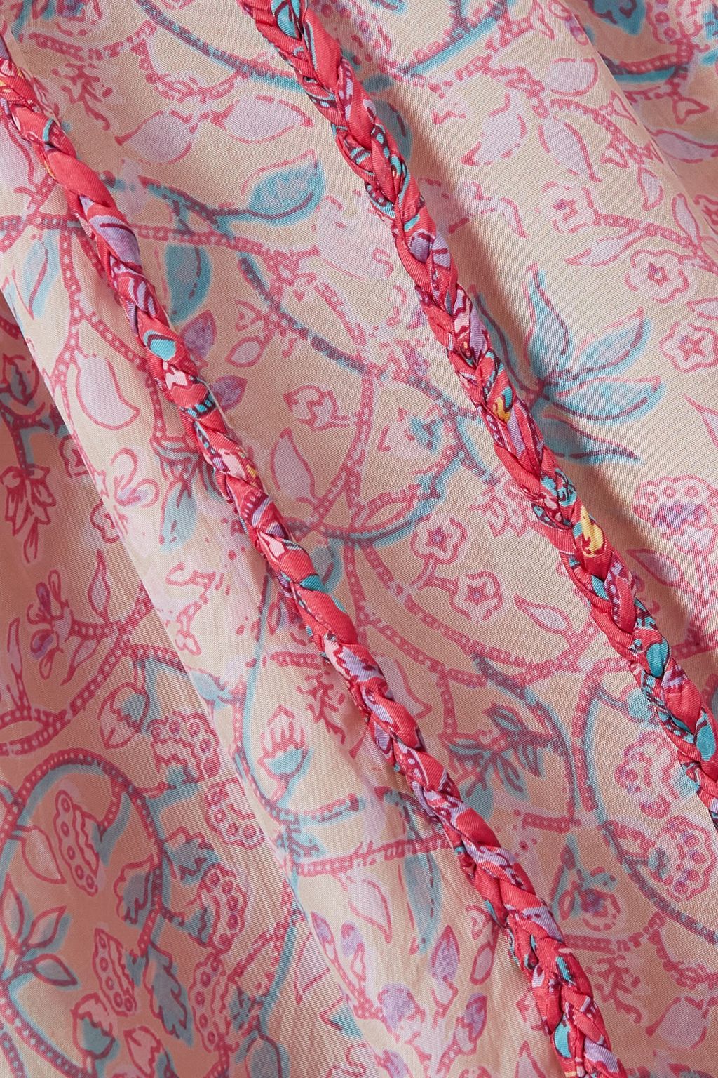 HANNAH Julianna lace-up printed silk-habotai maxi dress