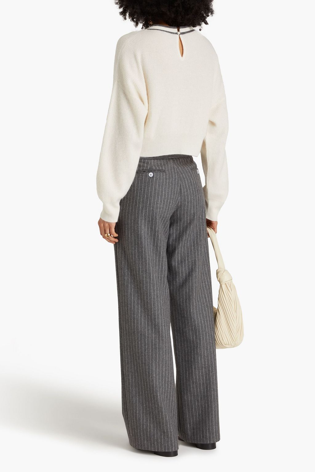 BRUNELLO CUCINELLI Cropped Pullover aus einer Alpaka-Baumwollmischung mit Zierperlen