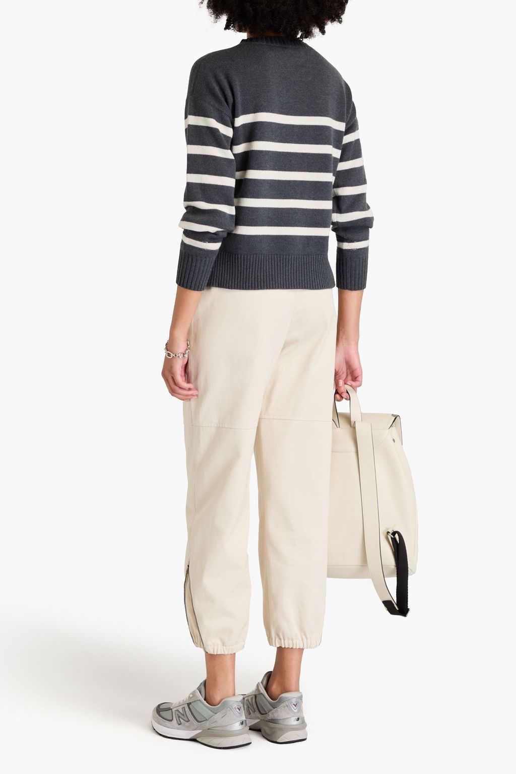 BRUNELLO CUCINELLI 비즈 장식 스트라이프 캐시미어 스웨터