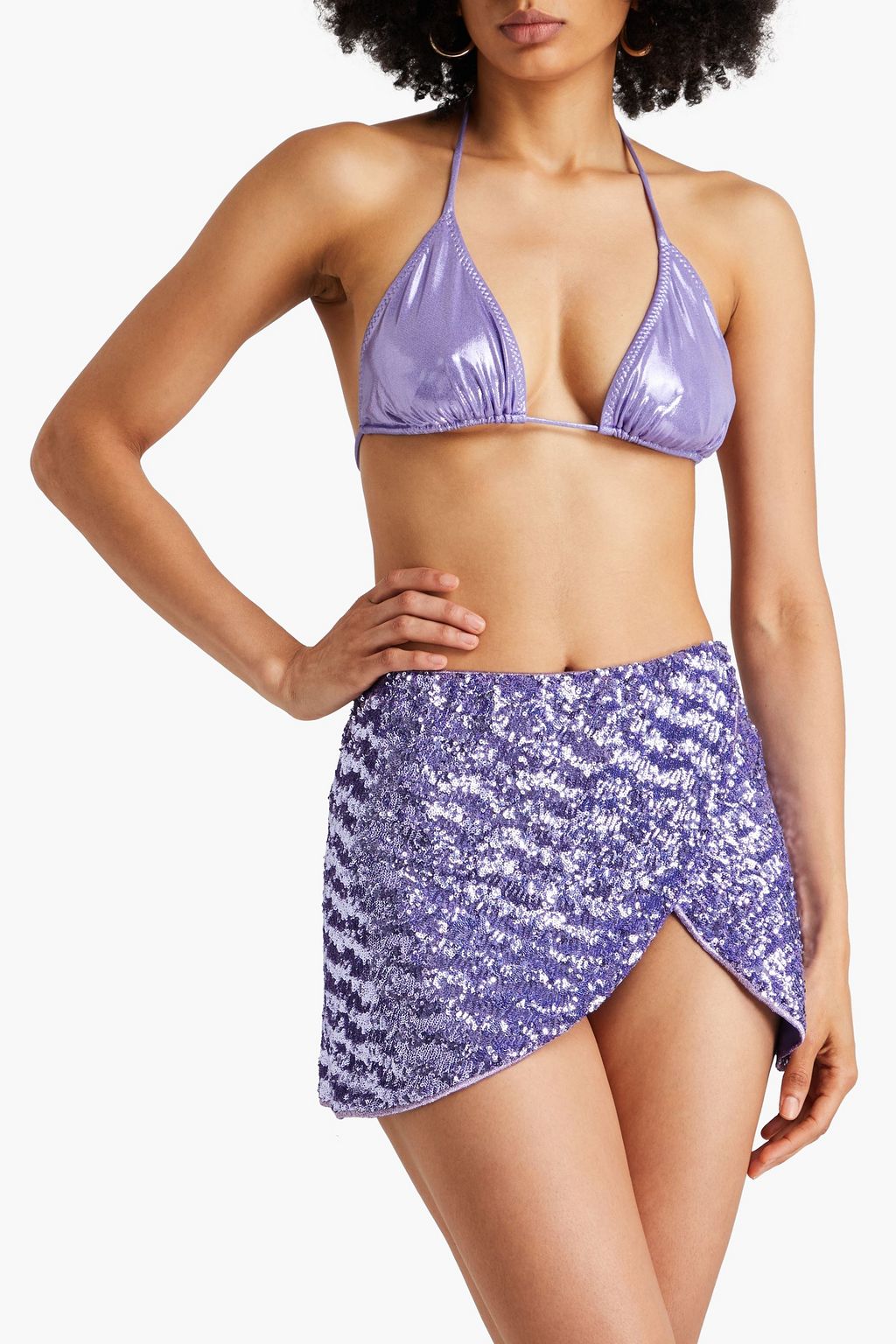 OSÉREE Sequined tulle mini wrap skirt