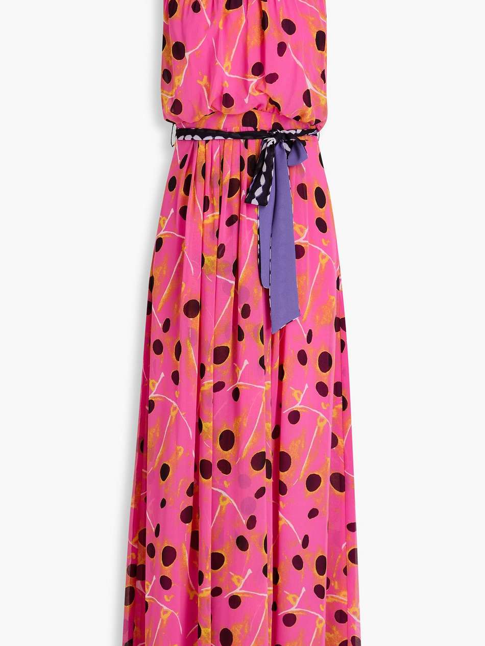 miriam pleated printed chiffon maxi dress