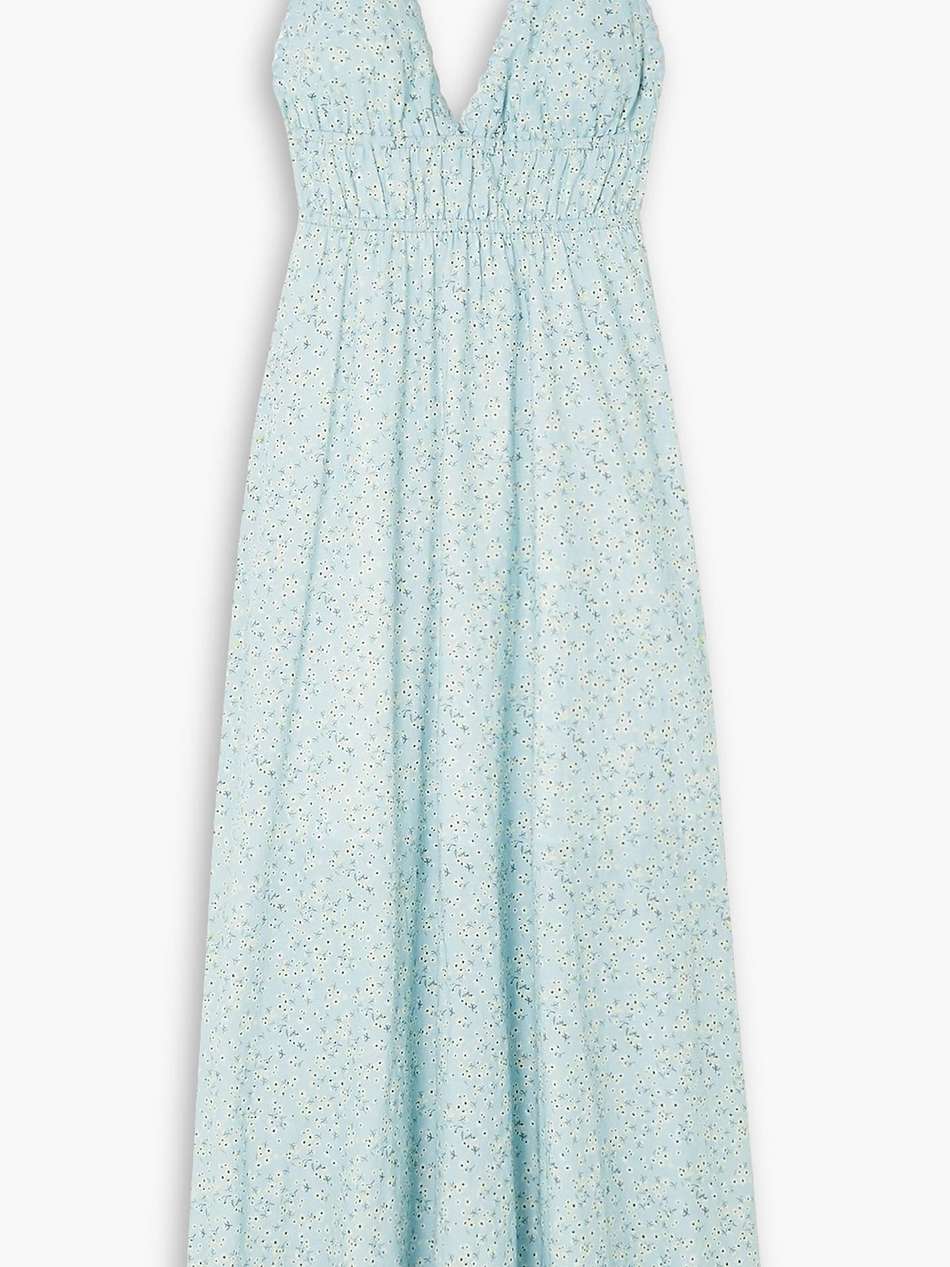 vacation scalloped floral-print cotton and ecovero-blend maxi dress