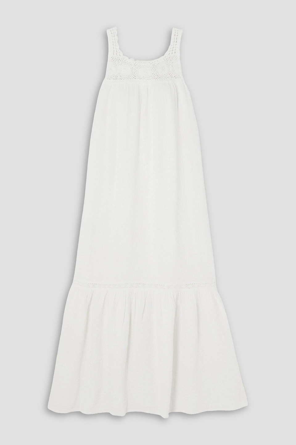 Honorine Allegra Crochet-trimmed Cotton-gauze Dress In Ivory