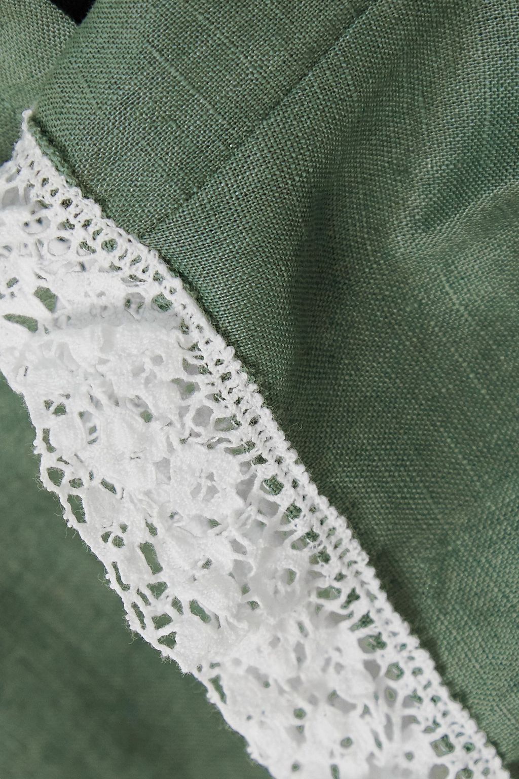 MIGUELINA Billie cropped crochet-trimmed linen top