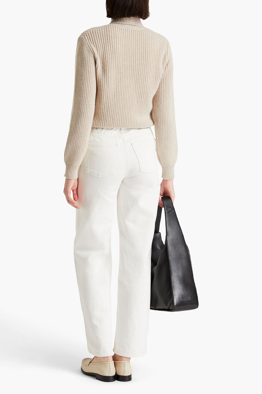 BRUNELLO CUCINELLI 리브 캐시미어 실크 혼방 터틀넥 스웨터